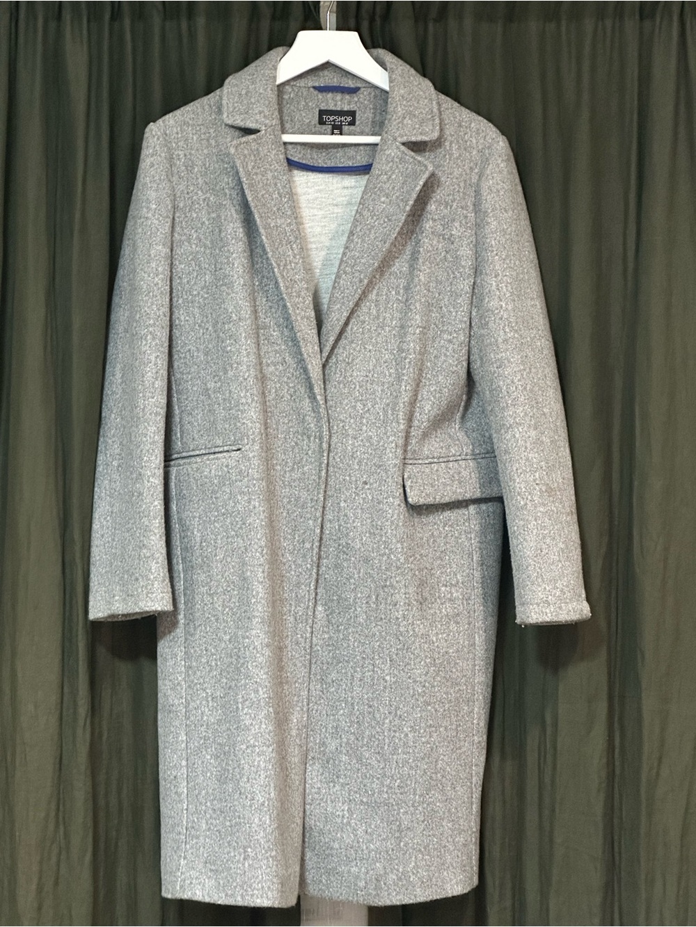 Topshop Women’s Grey Wool-Blend Coat
